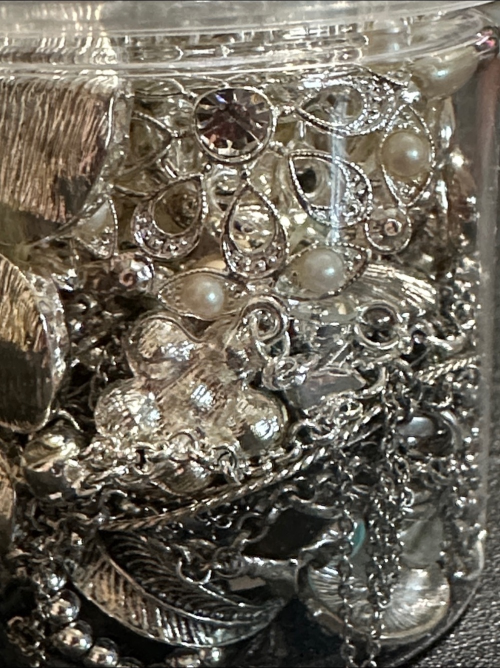 Silver Tone Jewelry Jar 4oz
